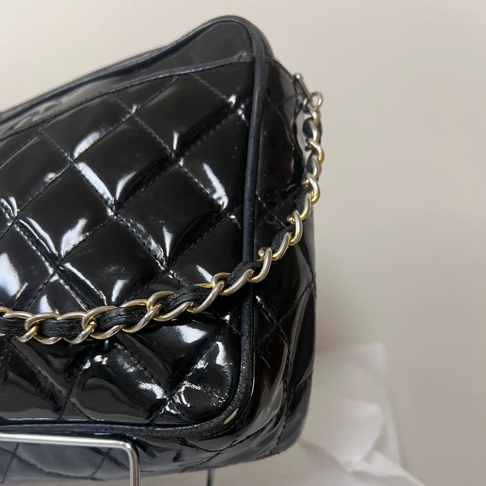 Chanel Black Camera Bag with Quilted Design. - Picture 3 of 10